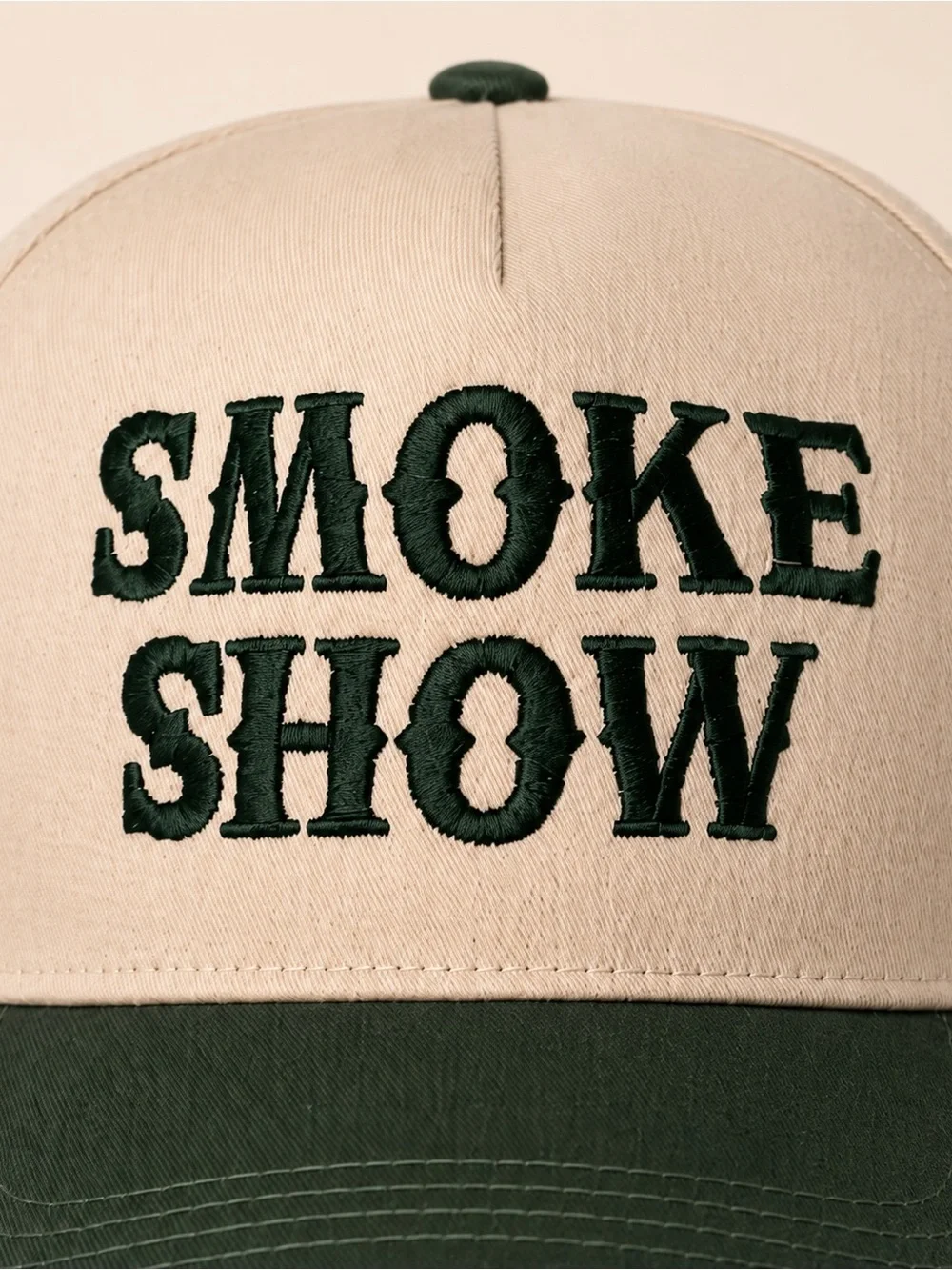 Smoke Show Two-Tone Baseball Cap Green Beige NWOT